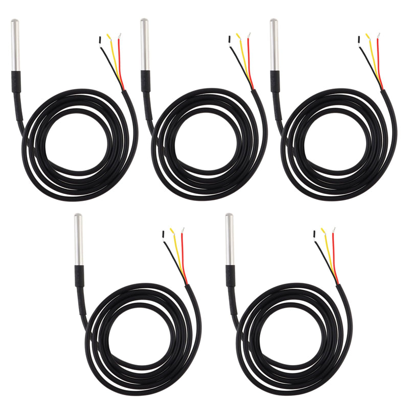 [Australia - AusPower] - 5Pcs DS18B20 Temperature Sensor 1M/3.28ft Waterproof Stainless Steel Digital Thermal Probe Sensor 