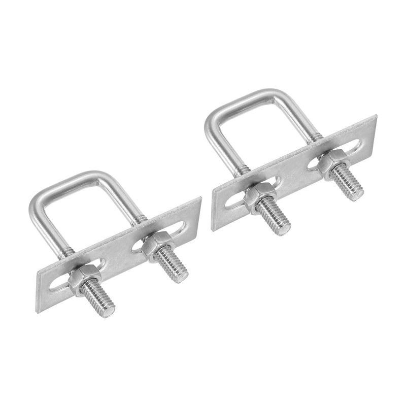 [Australia - AusPower] - PATIKIL M6x30x50mm Square U-Bolts Kit, 2Set 304 Stainless Steel Square U Shaped Bolts Replacement Parts with Frame Plates and Nuts for Ski Board Sailboat Trailer M6*30*50mm 