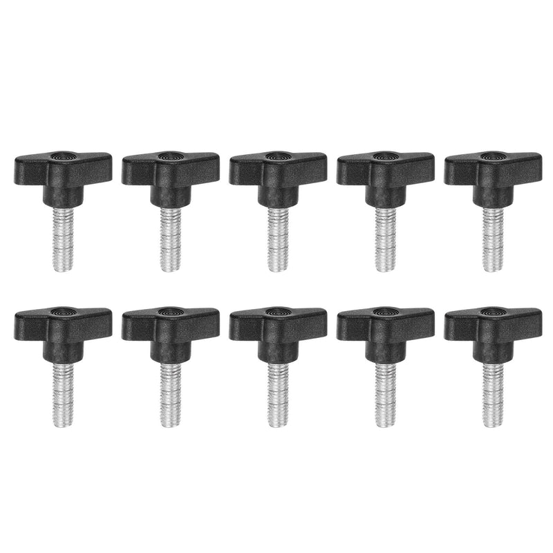 [Australia - AusPower] - HARFINGTON 10pcs Wing Knobs M8 x 25mm Male Thread Plastic Tee Stud Knobs T Threaded Handles Hand Clamping Tightening Thumb Screws Thumbscrew, Black 