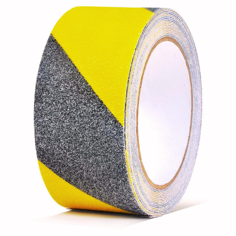Cute Things and CC Anti-Slip Safety Grip Tape: 4inx60ft Non-Skid Tread Tape with High Traction Grit, Yellow & Black Marking Self-Adhesive Tape for Stairs, Steps, Deck