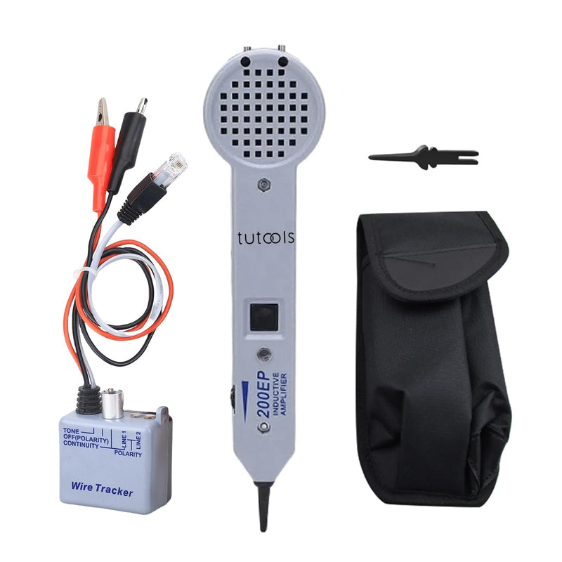 [Australia - AusPower] - Tone Generator kit,Wire Tracer Circuit Tester,Inductive Amplifier,200EP High Accuracy Wire Tester,Network Cable Tracing Tester Kit,Toner Electrical Tool for Network Cable Collation Grey 