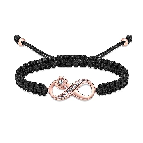 Infinity Urn Bracelet for Ashes Cremation Jewelry Stainless Steel Adjustable Braided Rope Bracelets Memorial Bangles Ash Holder for Human Pets Keepsake Jewelry for Loved Ones with Fill Tool Rose Gold