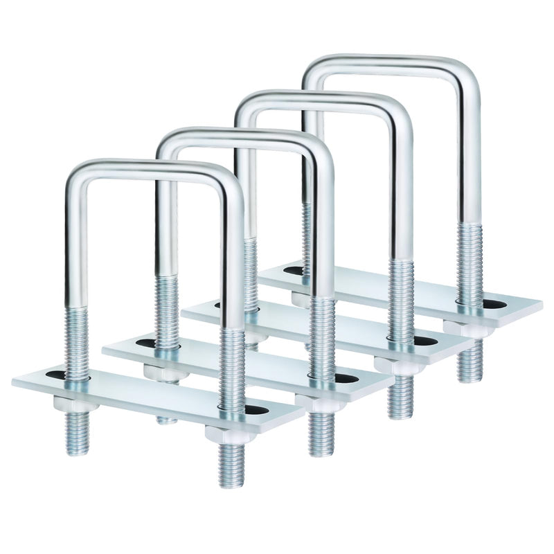 [Australia - AusPower] - Square U Bolt 4 Sets, 25mm (1") Inner Width 90mm (3.54") Length, Carbon Steel in Zinc U Bolt, M8 with Nut, Plate, Washer, (M8 x 25 x 90mm) M8 x 25 x 90mm 