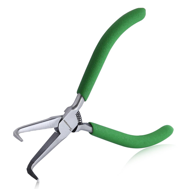 [Australia - AusPower] - SPEEDWOX Mini Bent Needle Nose Pliers With Teeth 5" 45-Degree Bent Long Nose Pliers With Serrated Jaw Needle Remover Pliers Fishing Tools Precision Pliers For Jewelry Making And Small Object Gripping 