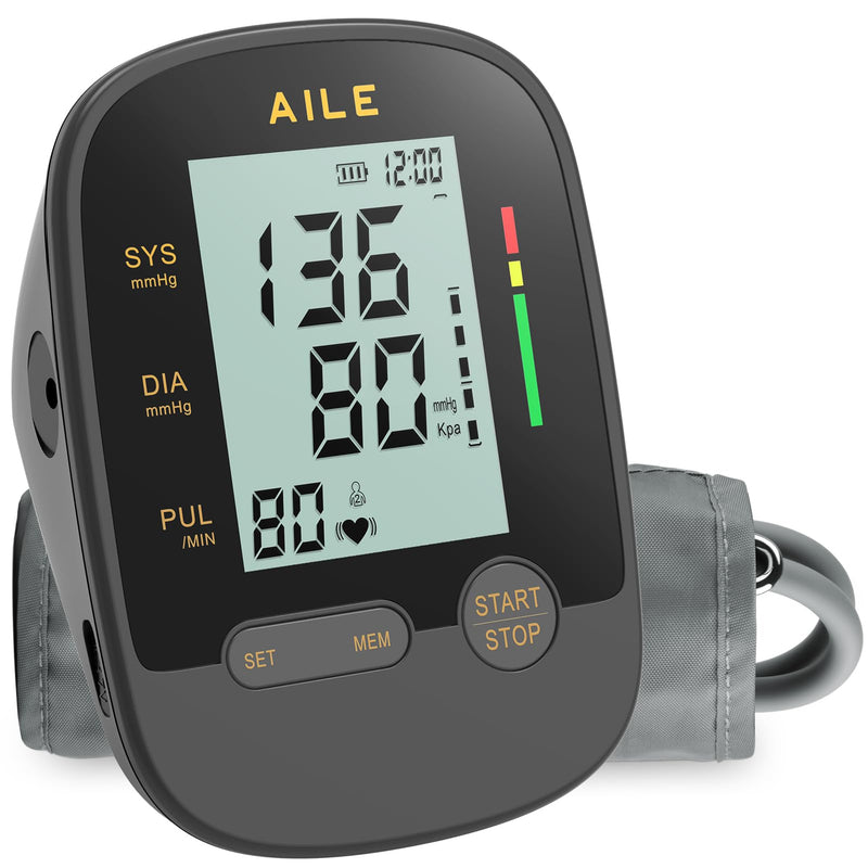 [Australia - AusPower] - Upper Arm Blood Pressure Machine - AILE High Blood Pressure Monitors for Home use with Adjustable Blood Pressure Cuff - Large LCD Screen,Dual Power Option X1 