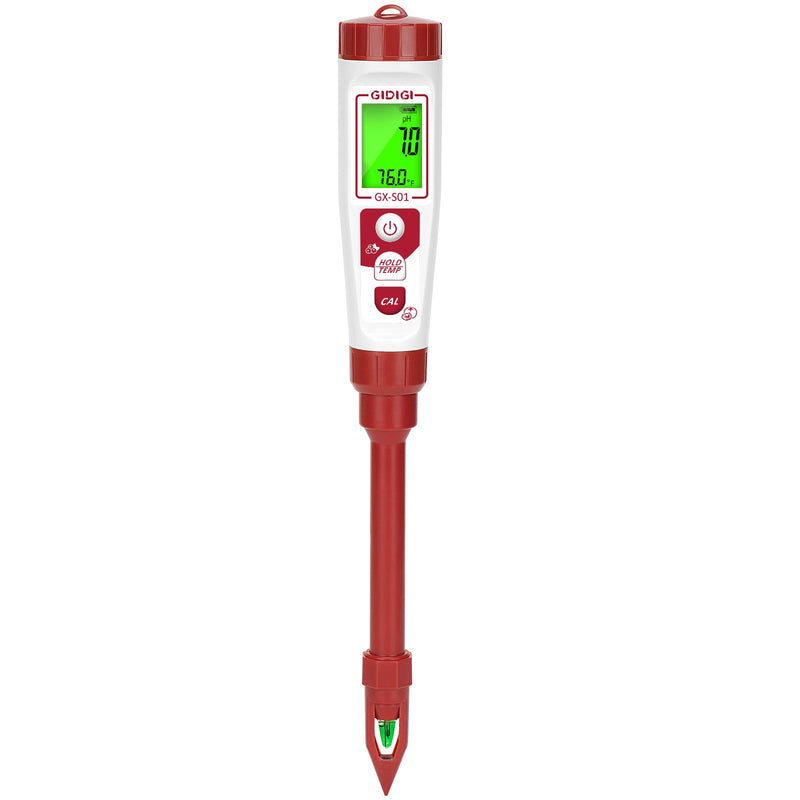 [Australia - AusPower] - Digital pH Meter High Accuracy UL-Certified Water Tester with 6 Packs Calibration Powders Color LCD Backlit Display with pH Test Strip for Pools Hydroponics Aquariums Hot Tubs Drinking Water Red 