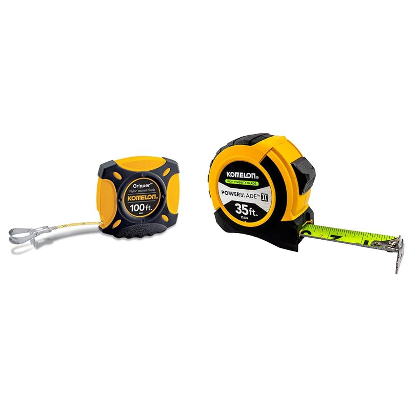 [Australia - AusPower] - Komelon 100-Foot Gripper Steel Tape and 35-Foot Powerblade II ABS Tape Measures Bundle 
