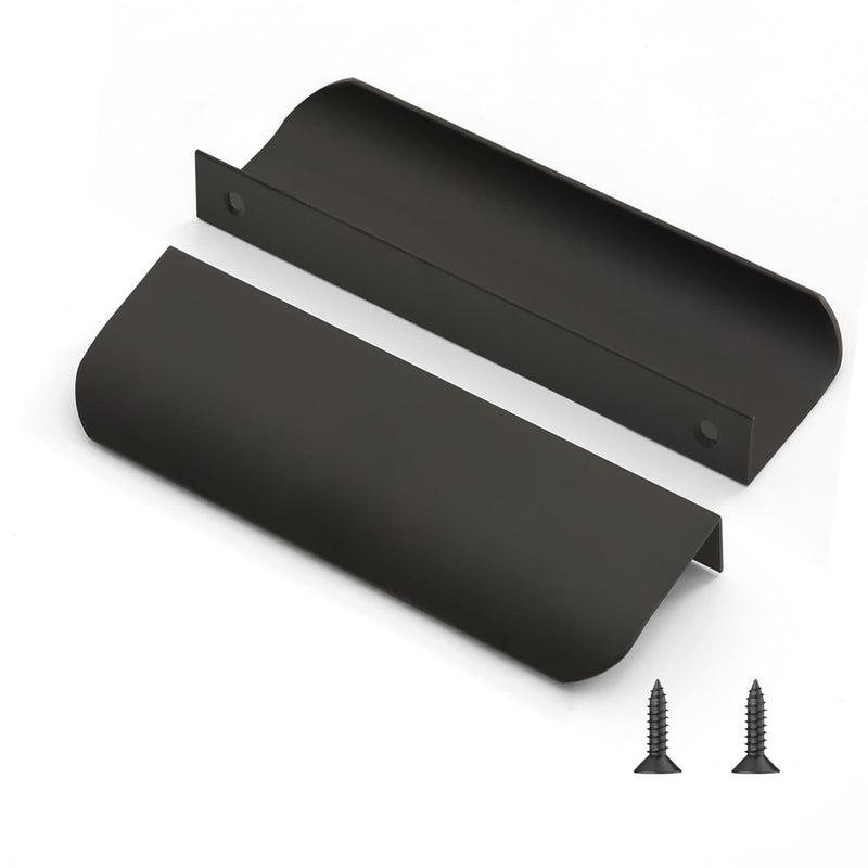 10 Pack 5" (120mm) Overall Length Edge Finger Pull,Matte Black Concealed Kitchen Cabinet Handle,Top Mount Flat Cabinet Pulls for Cupboard Door Drawer,6814 4.72"/120MM Overall Length Matte Black - 10 Pack