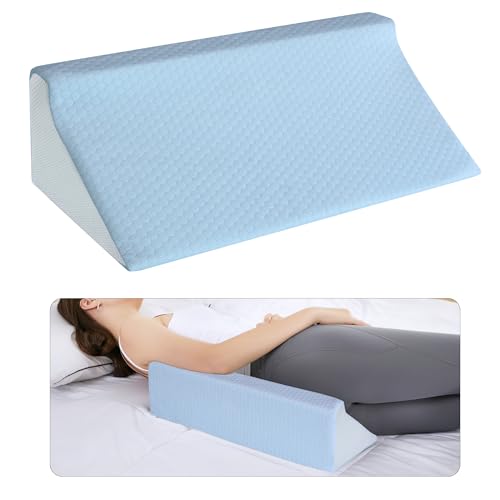 Blue Touchutopia body wedge pillow for side sleepers, 20-inch support and positioning for comfortable sleep.