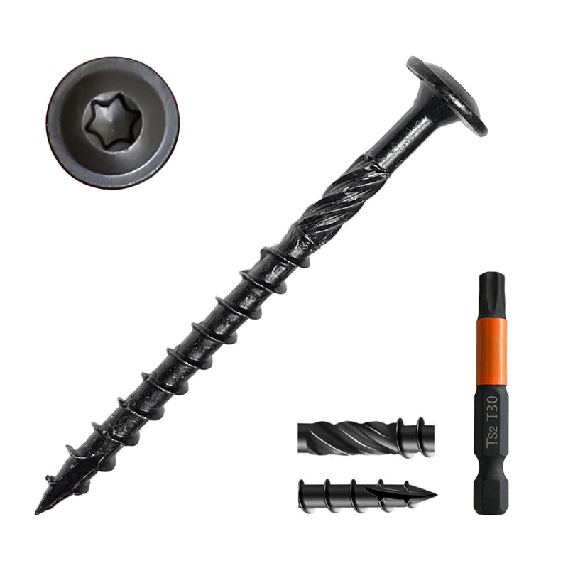 [Australia - AusPower] - [Pack of 50] #14 x 3 Wood Structural Lag Screws, Black Coated Torx/Star Drive Heavy Duty Construction Wood Screw, Modified Truss Washer Head, Star Drive Bit Included. #14 x 3" 