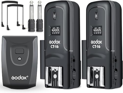 Godox CT-16 Flash Trigger Kit, 433MHz Radio Transmitter Receiver Set 1 Transmitter + 2 Receivers