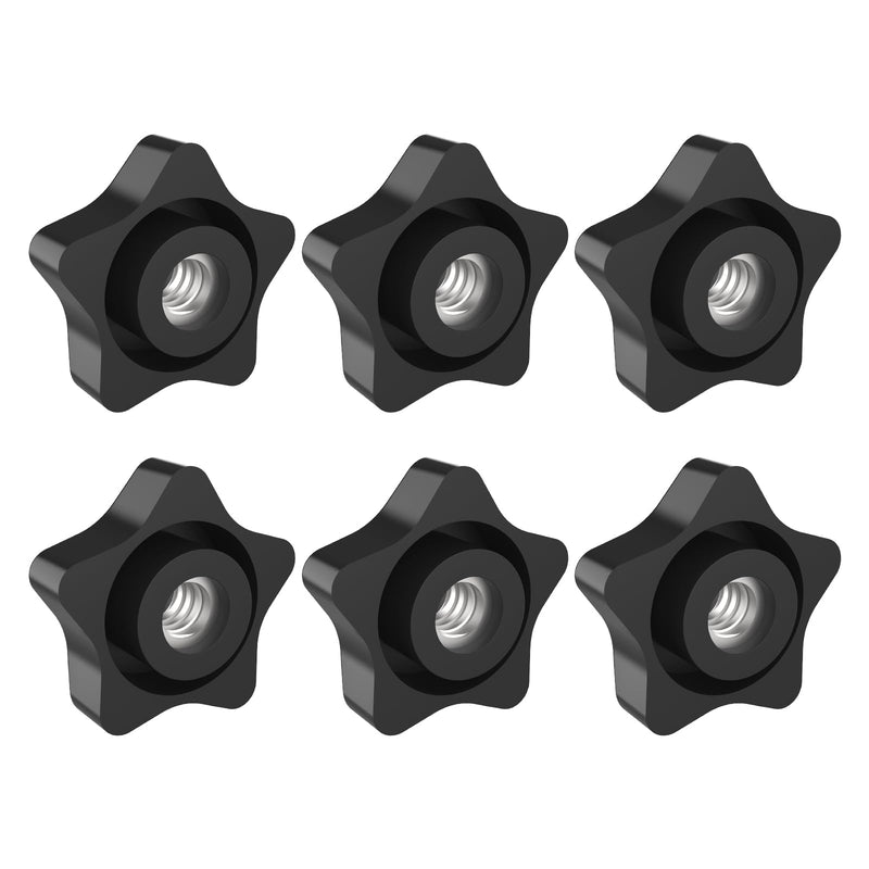 [Australia - AusPower] - 3/8-16 Thread Knob Nut, 6 Pack 3/8 Star Shape Hand Tighten Clamping Knobs Black Screw-On Nuts 3/8-16 