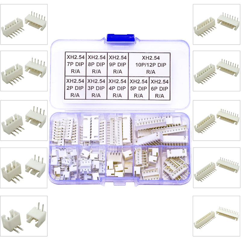 [Australia - AusPower] - JST-XH 2.5 DIP Header 2.54mm JST Connector Kit, JST-XH 2/3/4/5/6/7/8/9/10/12Pin DIP Header Side Type Right Angle Type Header（JTS-XH2.5-DIP-R/A) 
