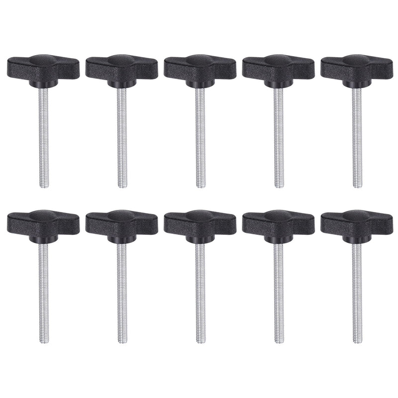 [Australia - AusPower] - HARFINGTON 10pcs Tee Wing Knobs Thumb Screws M4 x 45mm Standard Male Thread Plastic T/Z Knobs Adjustable Handles Hand Clamping Knobs Grip Thumbscrew, Black 