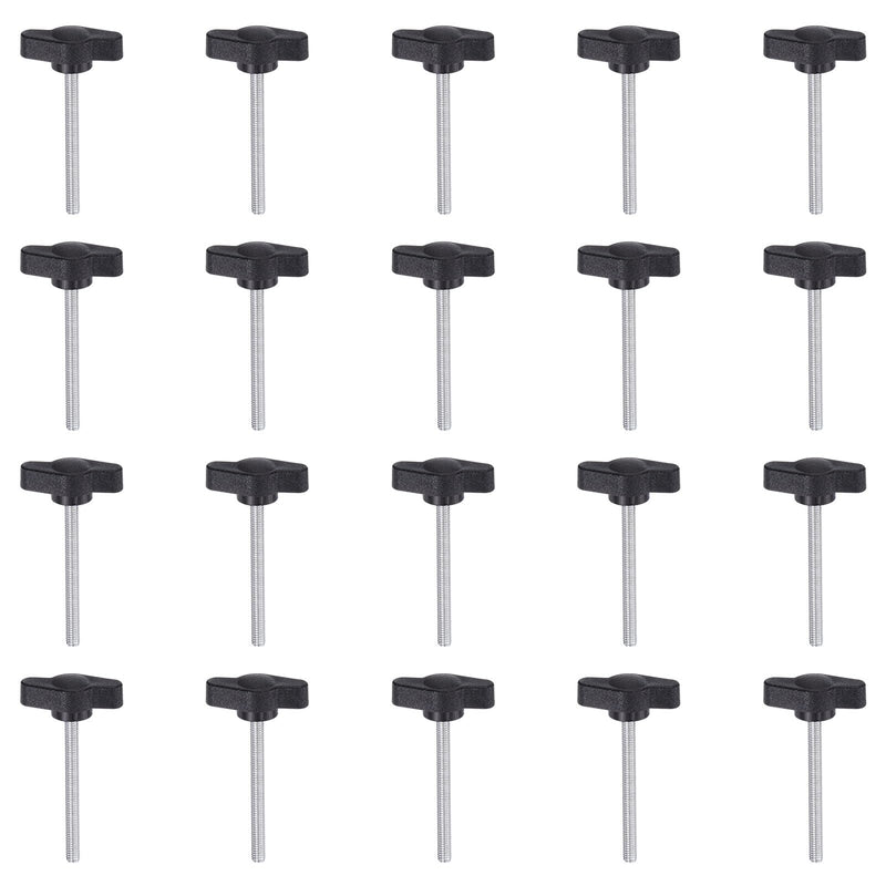 [Australia - AusPower] - 20pcs Tee Wing Knobs Thumb Screws M4 x 45mm Standard Male Thread Plastic T Knobs Handles Hand Clamping Knobs Grip Thumbscrew, Black 