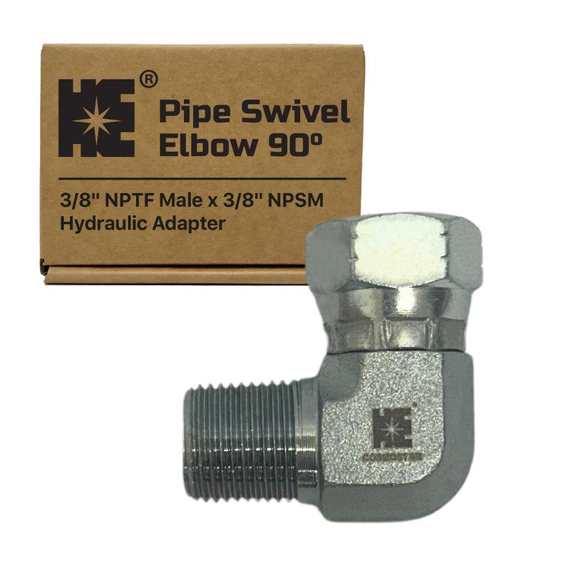 [Australia - AusPower] - Cosmostar 3/8" NPTF Male x 3/8" NPSM Pipe Swivel Elbow 90-degree, Hydraulic Adapter 