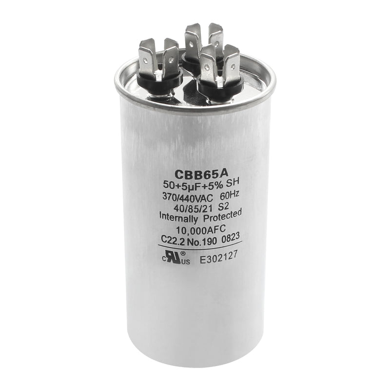 2025 Upgrade 3100248.487 CBB65A Capacitor - 50 + 5uF 370/440VAC 60Hz 10,000AFC Dual Run Circular Start for United States Standard AC Motors, Heat Pumps, Air Conditioning and RV Camper A/C