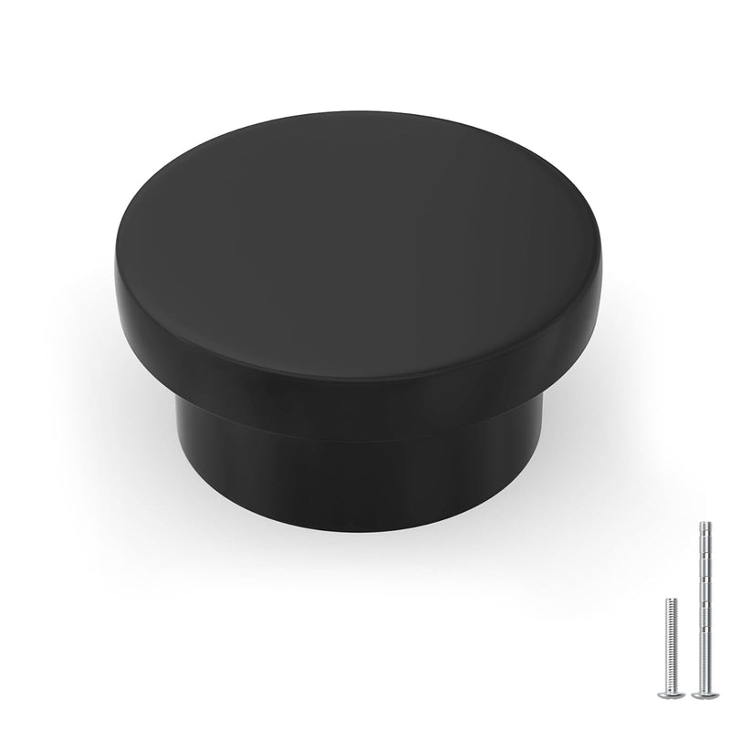 homdiy 10 Pack Black Cabinet Knobs Round Kitchen Cabinet Knobs Metal Black Dresser Knobs Zinc Cabinet Handles for Desk Drawers Cupboard Hardware