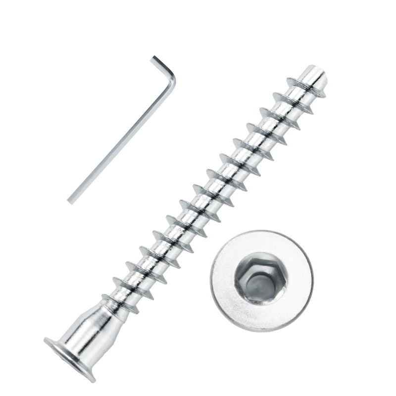 [Australia - AusPower] - Confirmat Screws, 10 PCs M5 x 40mm, Hex Socket Drive Countersunk Self-Tapping Furniture Connecting Screw Set Carbon Steel Zinc Plated Silver 