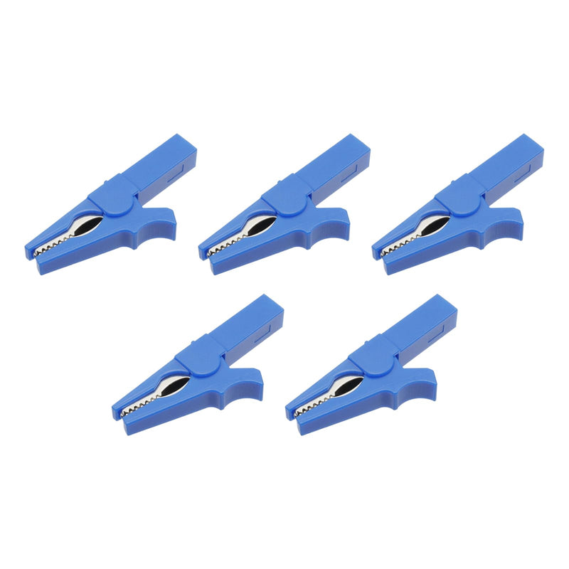 [Australia - AusPower] - 5Pcs Fully Insulated Alligator Clips,4mm Banana Plug Connectors Multi Testers Alligator Clip with Banana Socket Alligator Clips,Blue Blue 