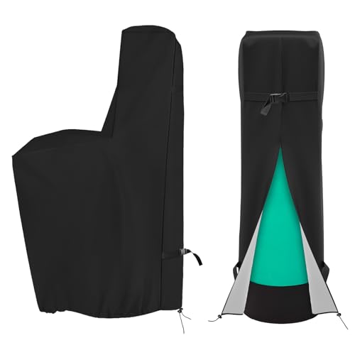 MUTUSHI waterproof water softener cover, black brine tank cover with split zipper, drawstring and elastic buckle
