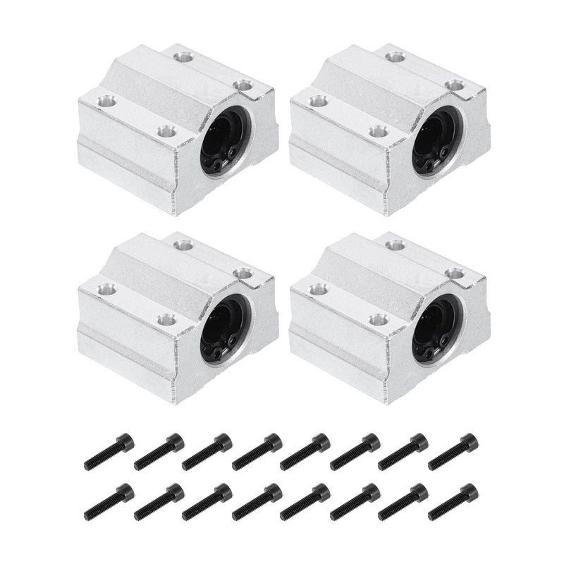 [Australia - AusPower] - uxcell 2PCS SCS10UU Linear Motion Ball Bearing Slide Bushing Aluminum 35mm Long Linear Roller Bearing Slide Block for 10mm Round Shaft Rod in 3D Printer, CNC Machine, Silver Tone 