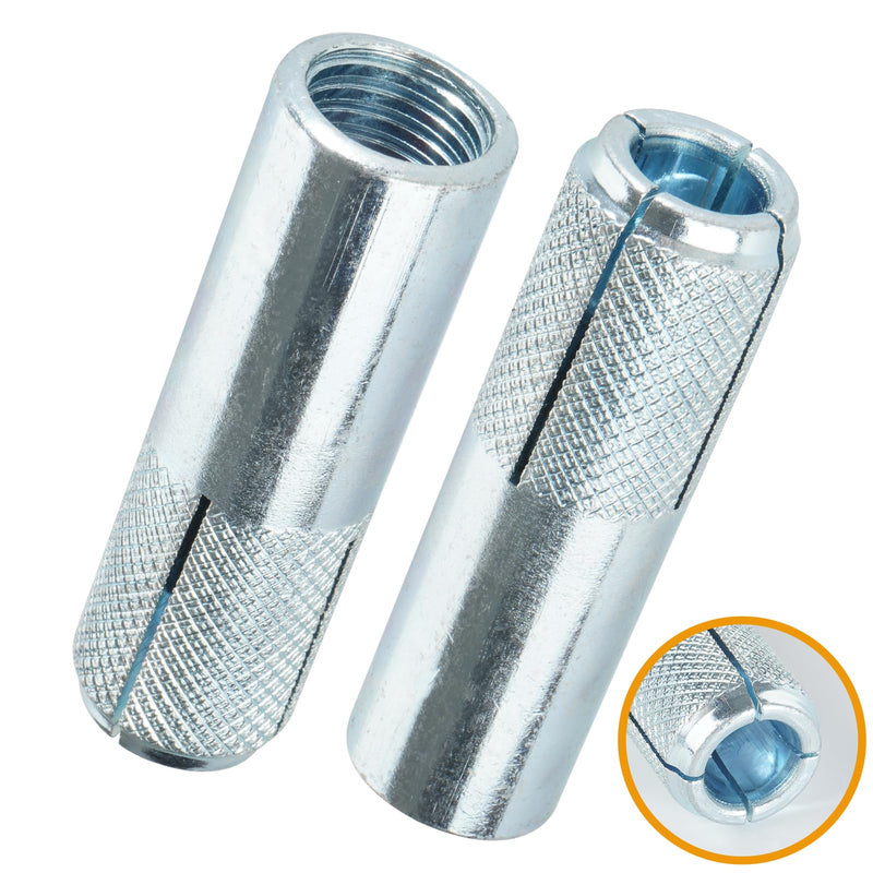 50 PCs Drop-in Anchors 1/2"-13 Zinc-Plated for Concrete, Secure Mounting, Industrial-Strength, Easy Installation - Internal Forced Expansion Screw Bolts for Solid Concrete 50