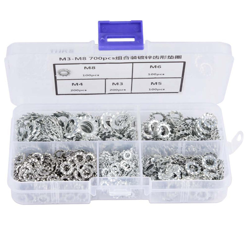 [Australia - AusPower] - 700Pcs Copper Washer Assortment Set, M3~M8 5Kinds Galvanized Hexagonal Counter Sunk Screw Nut Kit Flat Washers Assortment Set for Electrical Connections 