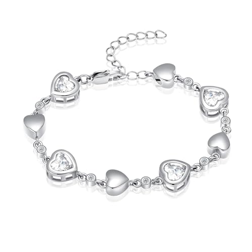 Heart Shape Urn Bracelet for Ashes Birthstone Heart Bracelet Cremation Jewelry Urn Bracelet for Ashes Keepsake A-Silver+White 24cm