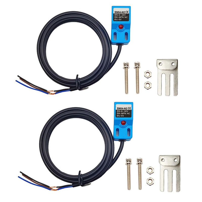 [Australia - AusPower] - SN04-N2 NPN NC Inductive Proximity Sensor Normally Close Detection Approach Switch with SN Bracket (Blue, 2 Pack) 