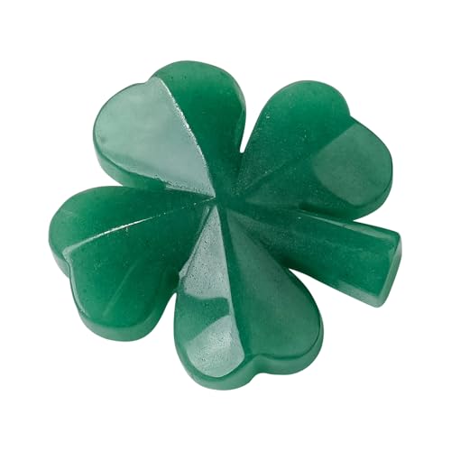 Runyangshi Natural Crystal Green Aventurine Four Leaf Clover Healing Stone Sculpture Hand-Carved Crafts Symbolizes Love Health Glory Riches Reiki Gemstone Home Decor Gift (Upgraded Version) Style 1