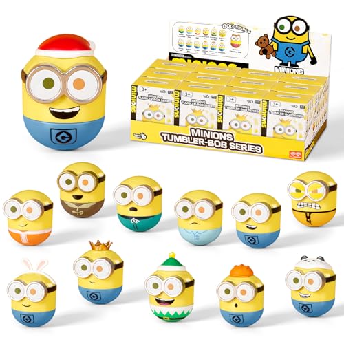 Minions Blind Box Figures, Mini Wobbler Toy Action Figures for Home Decor Desk Accessories, Despicable Me Collectible Toys for Adults & Kids Ages 3+, Tumbler Bob Series, 12 Packs 12 Pack