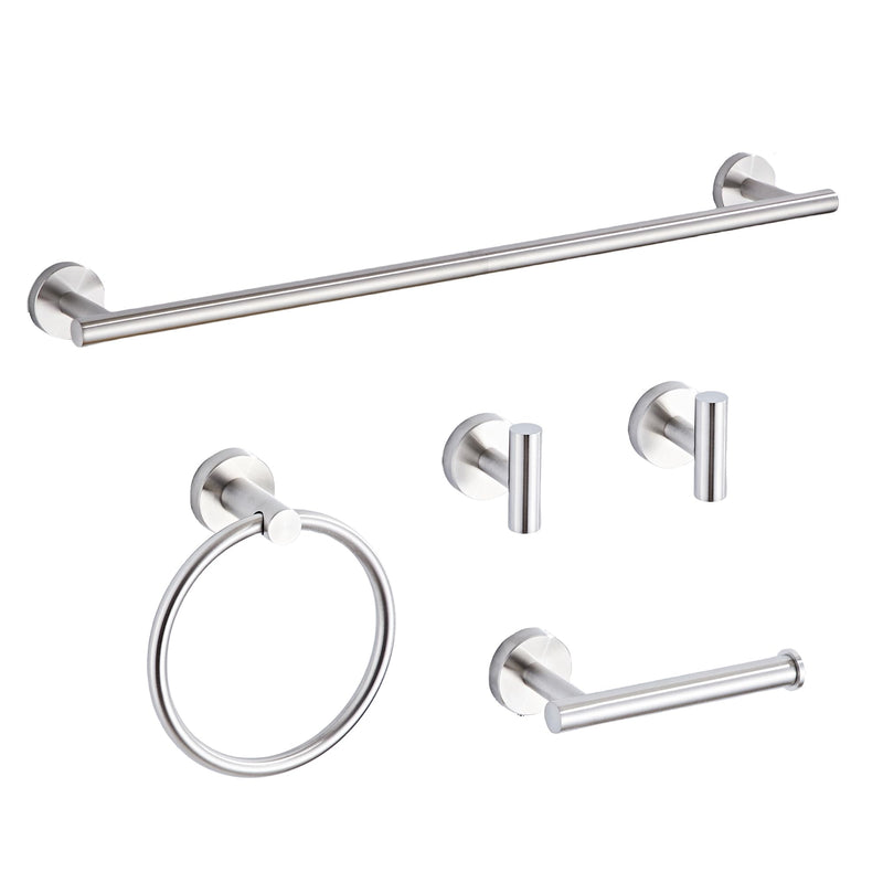 Brushed Nickel Bathroom Hardware Set 5 Piece with Towel Racks for Bathroom, SUS304 Stainless Steel Bath Towel Bar Set, 24 Inch Wall Mounted Accessories Kit… Brushed Nickel