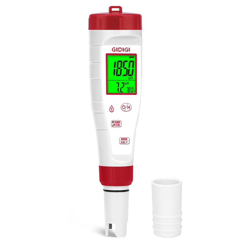 pH Tester,Digital pH Meter for Water,New Version TDS Meter for Drinking Water with Backlit Simultaneously Display 4 in 1 TDS pH EC Meter for Water Hydroponic Nutrient Solution,Pool,Home Use 4 in 1 pH Meter