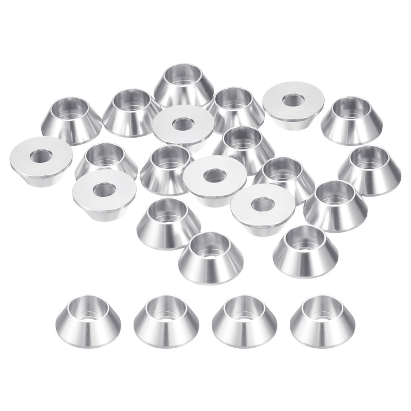 [Australia - AusPower] - uxcell M6 Cone Cup Countersunk Washers, 50 Pcs Anodized Aluminum Gaskets Cup Head Washer Gasket, Cup Screw Counterbore Gasket for Mechanical Accessories Parts, Silver 