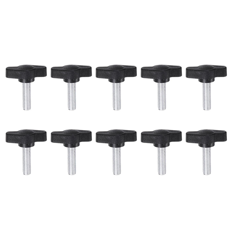 [Australia - AusPower] - 10pcs Tee Wing Knobs Thumb Screws M6 x 20mm Male Thread 27mm Plastic Head T Knobs Adjustable Handles Hand Clamping Knobs Grip Thumbscrew, Black 