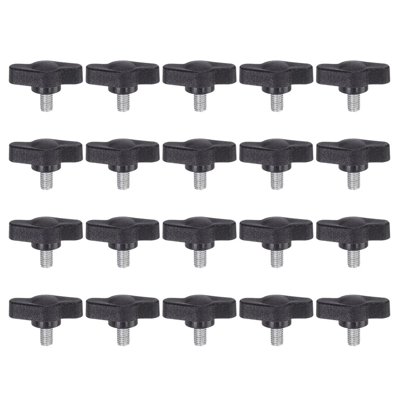 [Australia - AusPower] - HARFINGTON 20pcs Tee Wing Knobs Thumb Screws M5 x 8mm Standard Male Thread Plastic T Knobs Handles Hand Clamping Knobs Grip Thumbscrew, Black 