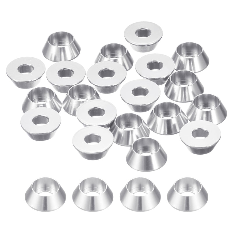 [Australia - AusPower] - uxcell M5 Cone Cup Countersunk Washers, 30 Pcs Anodized Aluminum Gaskets Cup Head Washer Gasket, Cup Screw Counterbore Gasket for Mechanical Accessories Parts, Silver 