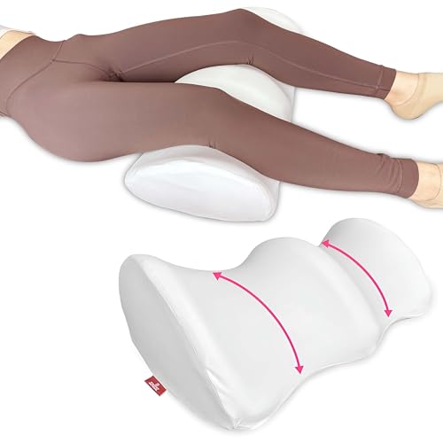 Premium Memory Foam Knee Pillow for Back Sleepers, White