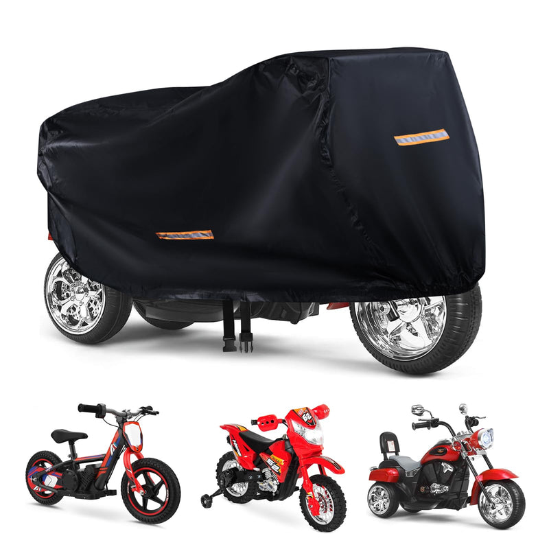 Kids Bike Cover Waterproof Outdoor,GRABADO Heavy Duty 420D Kids Motorcycle Bike Cover,Universal Children's Tricycle Cover with 4 Reflective Strips and Windproof Buckle,Small Kids Ride On Toy Car Cover 420D Kids Bike and Tricycle Cover