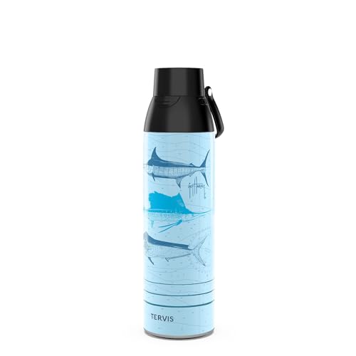 Tervis Venture Water Bottle Guy Harvey - Saltwater Trio Triple Insulated Tumbler Travel Cup Keeps Drinks Cold & Hot, 26oz, Stainless Steel Multicolor