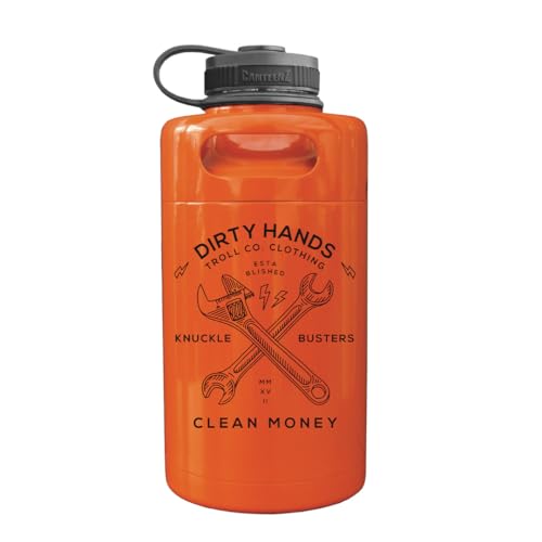 DHCM Mini Keg Insulated Water Bottle – Stainless Steel Thermos 64 oz, Cold 24h Hot 12h, Wide Mouth, Portable Handle, Durable Orange