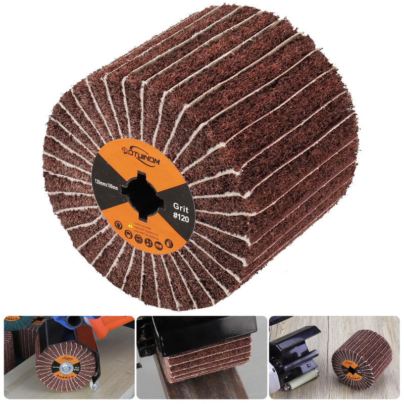 [Australia - AusPower] - Non-Woven Wheel Surface Conditioning Tool, 120 Grit 120 x 100 x 19 mm Abrasive Drawing Polishing Wheel with Sandpaper for Wood Metal Burnishing Wheel 4.7"x 4" 120 grit with sandpaper 