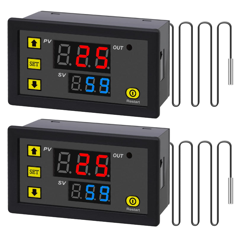 [Australia - AusPower] - 12V Temperature Controller Module -50 to 120°C Digital Temperature Switch 12V Thermostat Switch Module Heating/Cooling LED Thermostat Controller with NTC Waterproof Sensor (2 Pcs) 