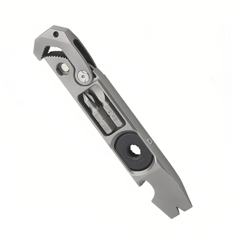Titanium EDC pry bar, multifunctional tool, a collection of wrenches, pry bars, screwdrivers, nail drivers, bottle openers and other functions in a practical tool 02 Grey-l