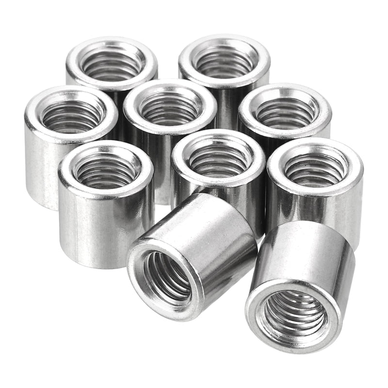 [Australia - AusPower] - uxcell 20Pcs Round Weld Nuts, M8x12x12mm Long Weld on Bung Female Nut Threaded - 304 Stainless Steel Round Connector Nuts Sleeve Rod Bar Stud, Silver 20 