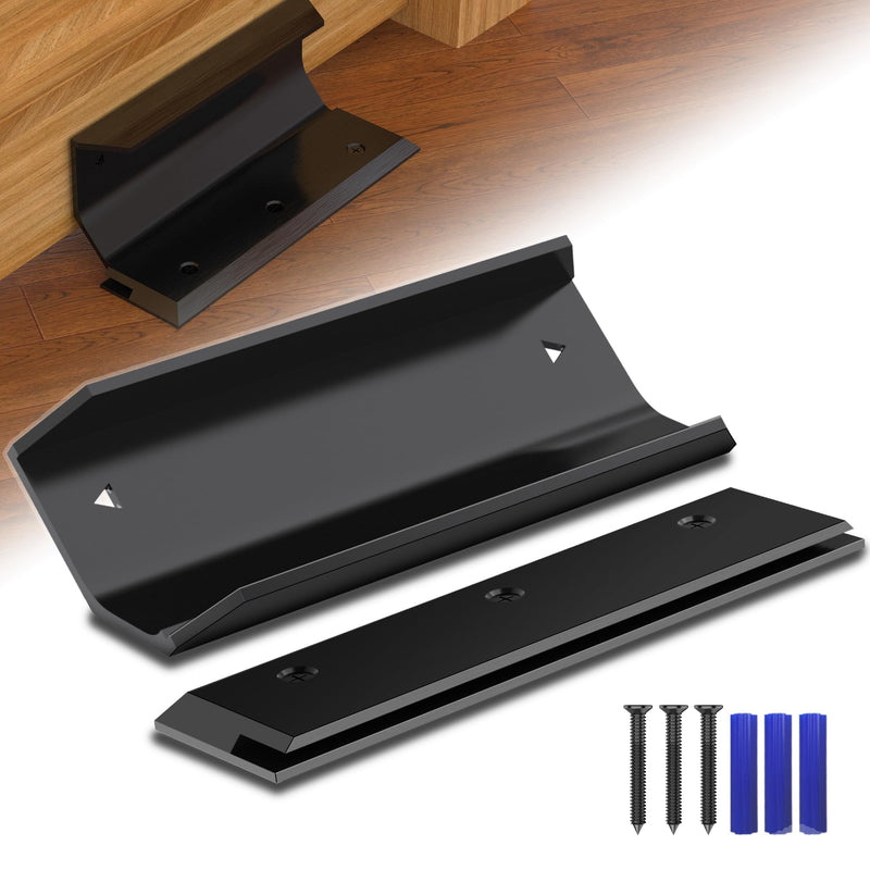 Lock Door Brace,Double Safety Protection French Security Door Brace,Residential Door Lock Barricade,Black-Door Barricade Security Lock Door Brace Fits Blemished Door, Standard Doors, French Doors