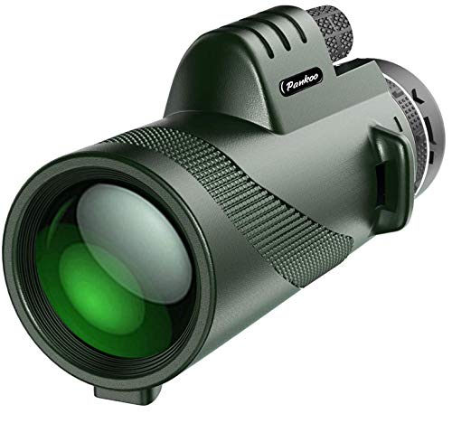 Pankoo 40x60 HD High Power Adult Monocular with Tripod and Smartphone Adapter - Ideal for Birdwatching, Hiking, Traveling Concerts - BAK4 Prism, Clear Colors, Durable and Portable Military Green
