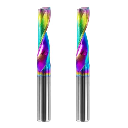 SpeTool Aluminum Milling Cutter 6 mm Shank Single Cutter Solid Carbide Milling Cutter End Milling Cutter Aluminum 22 mm Cutting Length with DLC Coating CNC Milling Cutter Wood for Aluminum Acrylic Brass Pack of 2