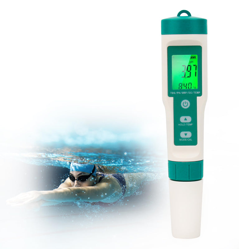 [Australia - AusPower] - 5in1 PH Water Tester, Digital pH Meter for Water, EC and TDS Meter with PH TDS EC ORP Temp Water Quality Tester for Hydroponics Plant Swimming Pool Aquarium Drinking Water Testing Kit PPM EC Tester 5-IN-1 